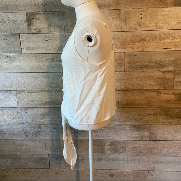BNWT  Miami white‎ coloured button up cropped tied tank top in size medium - Picture 5 of 8